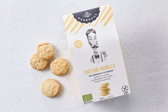 Zandkoekjes met vanille 'Victor Vanille', glutenvrij Generous bio