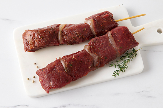 Brochettes de bœuf blanc bleu Hof ten Dreve
