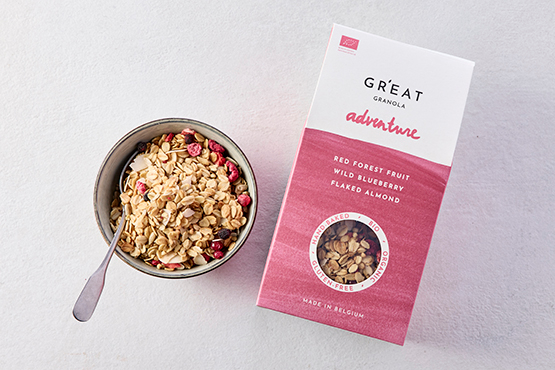 Adventure Granola, bosbessen en amandelen grEAT! granola bio