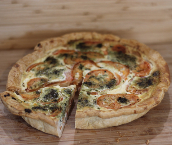 Quiche trio de tomates, scarmoza fumée et pesto (4 à 6 pers.) Atelier de Max