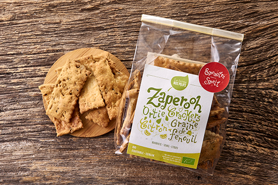 Crackers Zaperooh! ortie, fenouil & citron Ferme Nos Pilifs bio