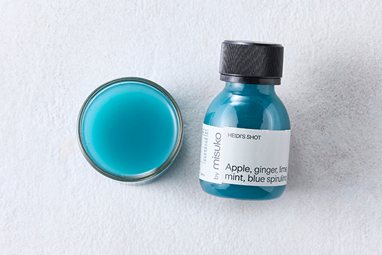 Immunity shot gingembre et spiruline, Heidi's shot Misuko bio