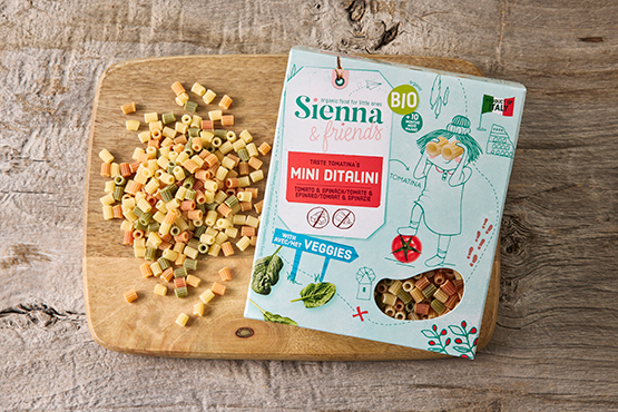 Minipasta met groenten voor kinderen Sienna & Friends bio