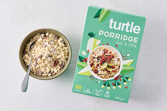 Havermoutpap met chia & gojibessen Turtle bio