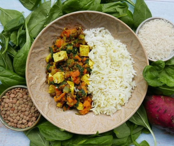 Curry de lentilles au tofu, lait de coco et riz Wall'BIO bio