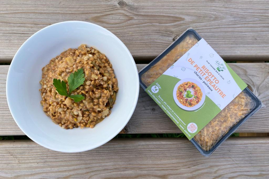 Kleine spelt-risotto met prei en chorizo Wall'BIO bio