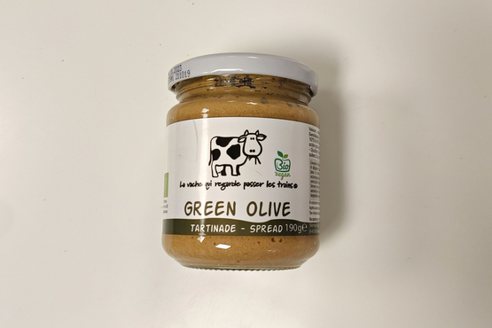 Groene olijvenspread La vache qui regarde passer les trains bio