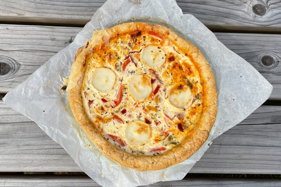 Quiche au chorizo doux, tomates, poivrons et chèvre (4 à 6 pers.) Atelier de Max