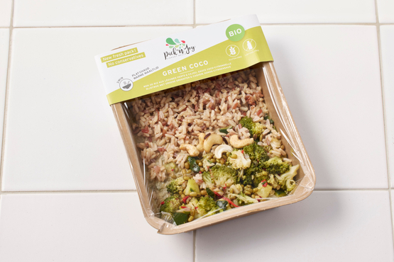 Wok de riz aux légumes verts & cajou, sauce coco-citronnelle Pack'n Joy bio