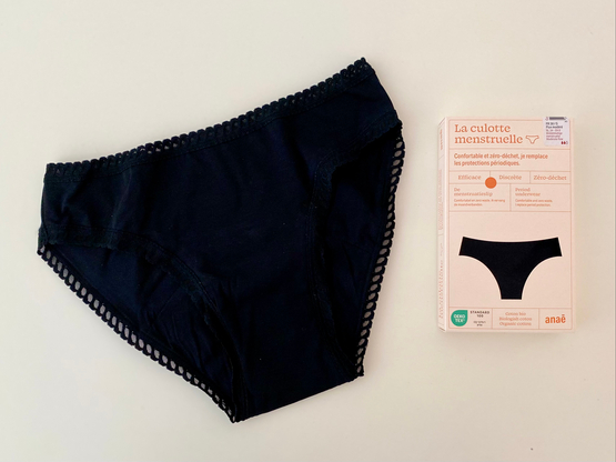 Culotte menstruelle noir flux moyen T36 bio