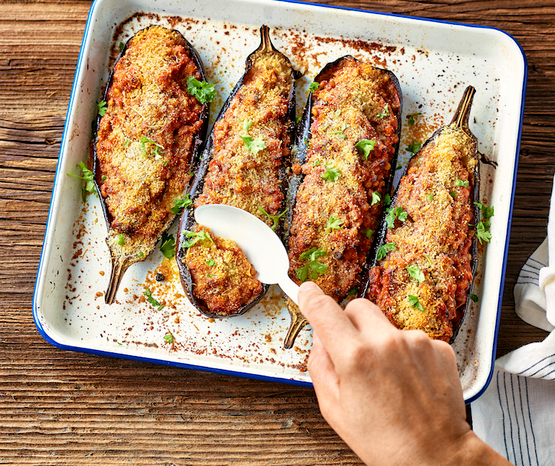 Aubergines farcies végétariennes bio