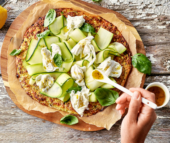Röstis géants de courgettes et burrata bio