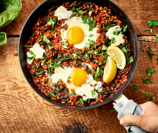 Poêlée d'épeautre au ras-el-hanout bio
