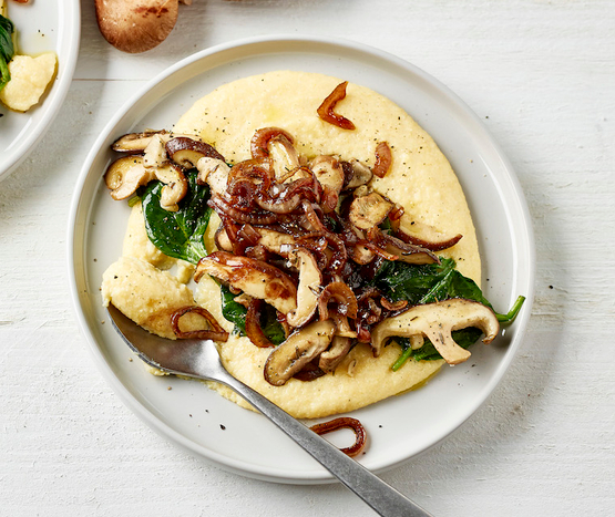 Polenta crémeuse aux champignons shiitakés bio