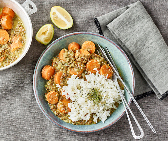 Curry de lentilles aux carottes bio
