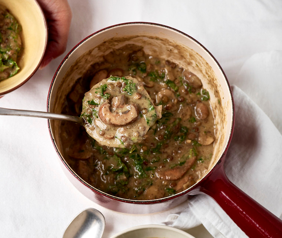 Lentilles crémeuses aux champignons bio