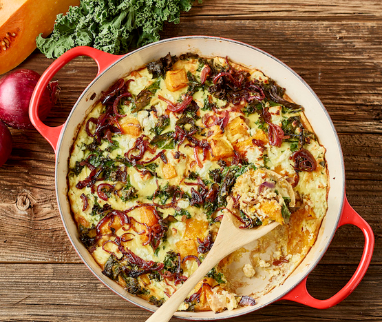 Frittata de courge butternut et kale bio