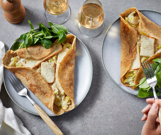 Galettes bretonnes à la fondue de poireaux bio