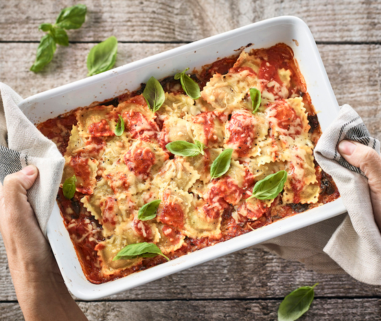 Gratin de raviolis ricotta épinards bio