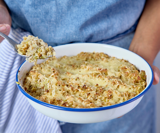 Quinoa et poireaux gratinés au four bio