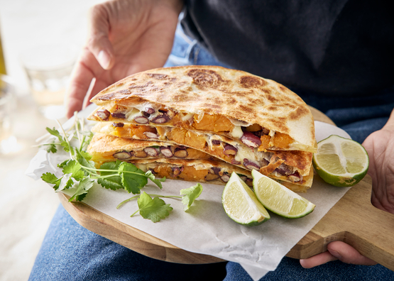 Quesadillas à la patate douce et aux haricots rouges