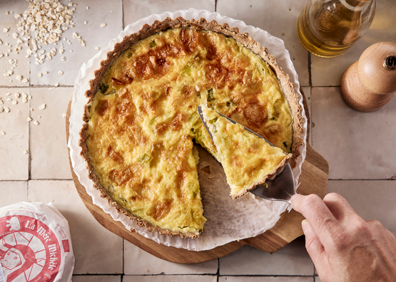 Quiche aux poireaux gratinée au fromage bio
