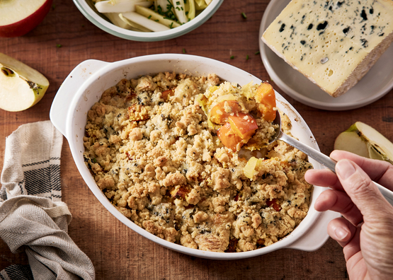 Crumble de potimarron au bleu bio