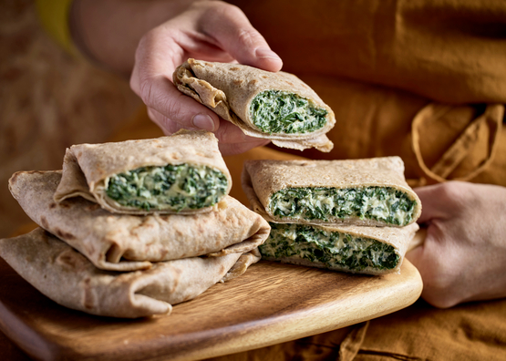 Crêpes aux épinards et 3 fromages bio