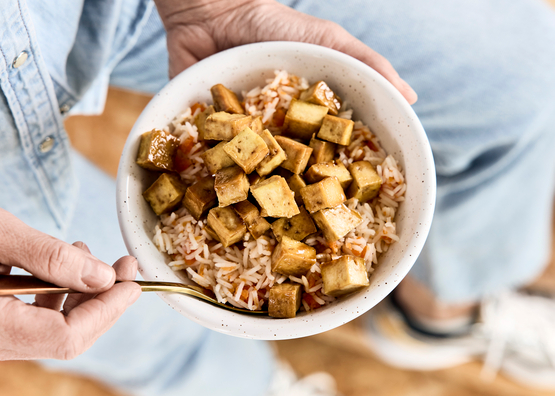 Tofu façon thaï et purée de carottes bio