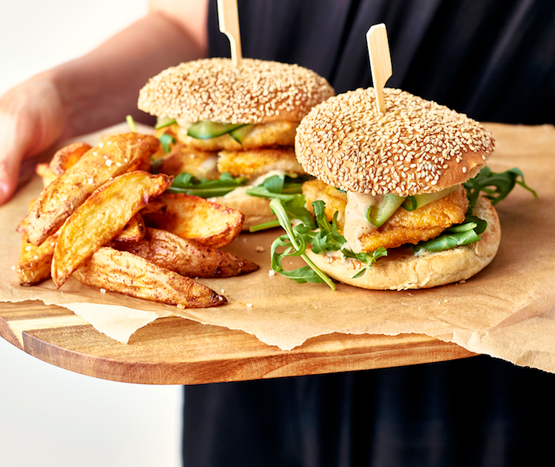 Burger végétarien et frites bio