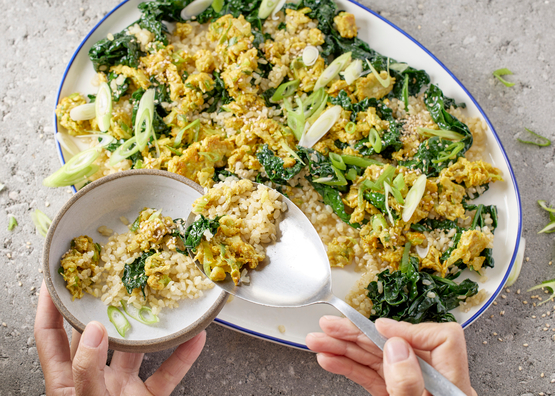 Riz frit au cavolo nero et curcuma bio