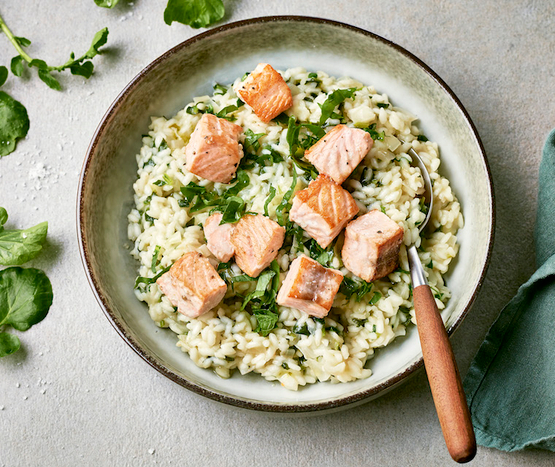 Risotto au saumon et cresson