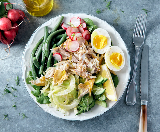 Salade façon niçoise au maquereau fumé