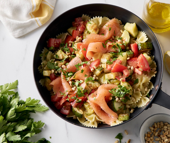 Farfalle saumon fumé et courgettes