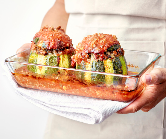 Courgettes rondes farcies au four
