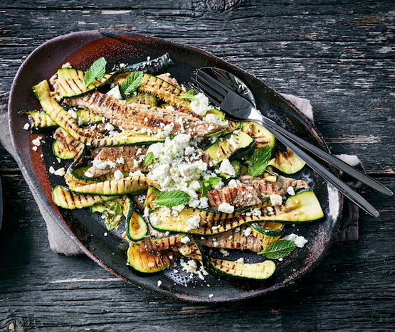 Escalopes de veau aux courgettes, thym