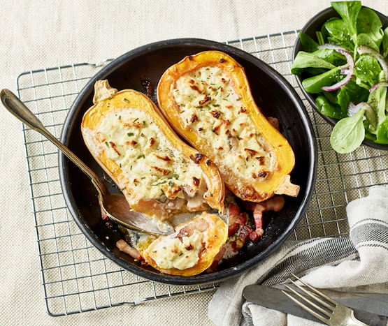 Courge butternut farcie aux lardons