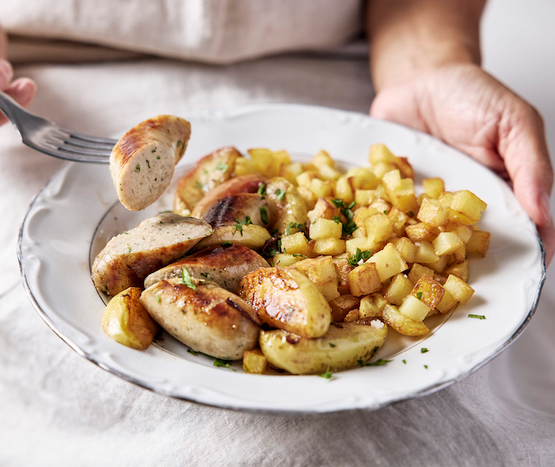 Boudin blanc aux pommes caramélisées