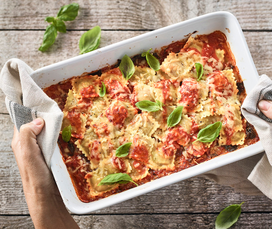 Gratin de raviolis frais à la viande