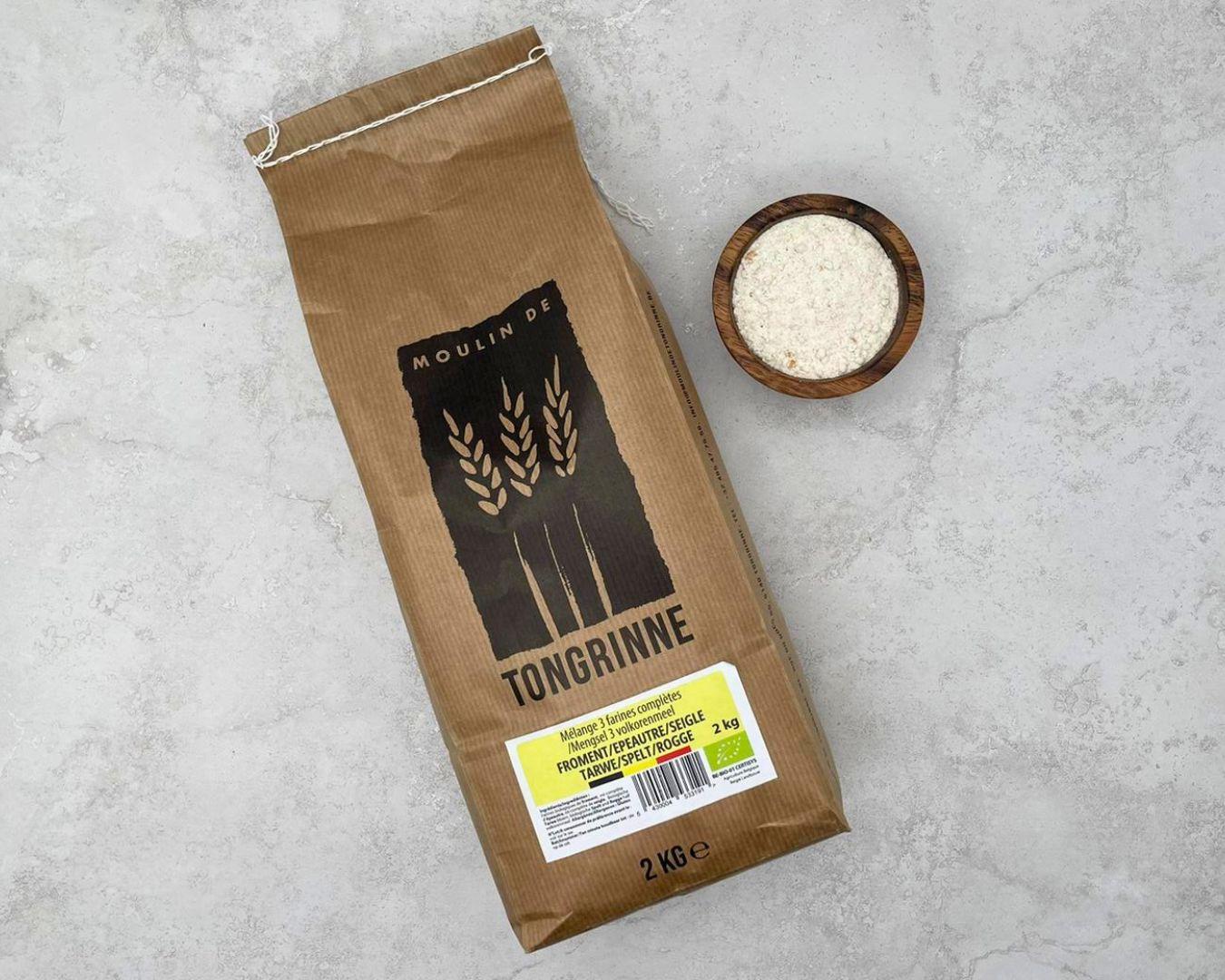 Halfvolkorenmeel van 3 granen, tarwe-spelt-rogge online kopen