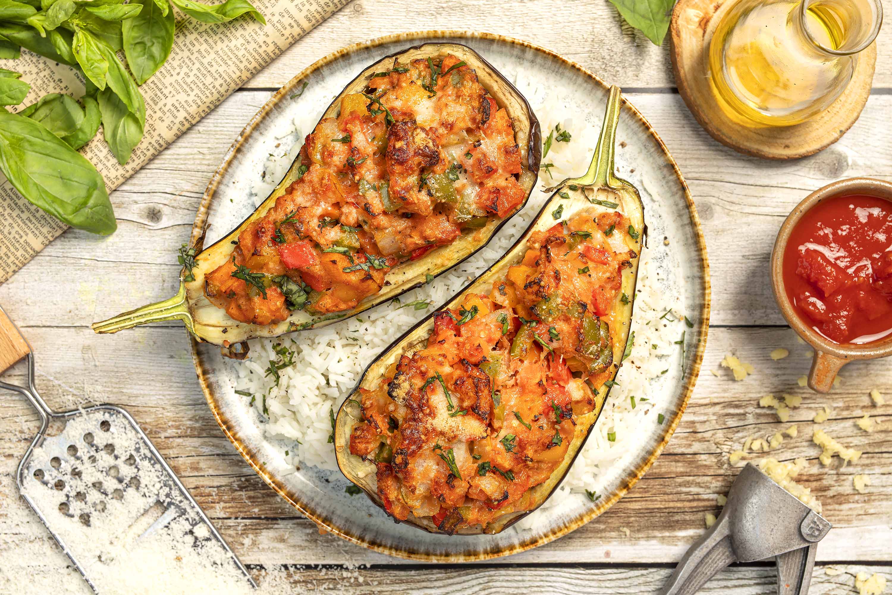 Aubergines farcies végétariennes