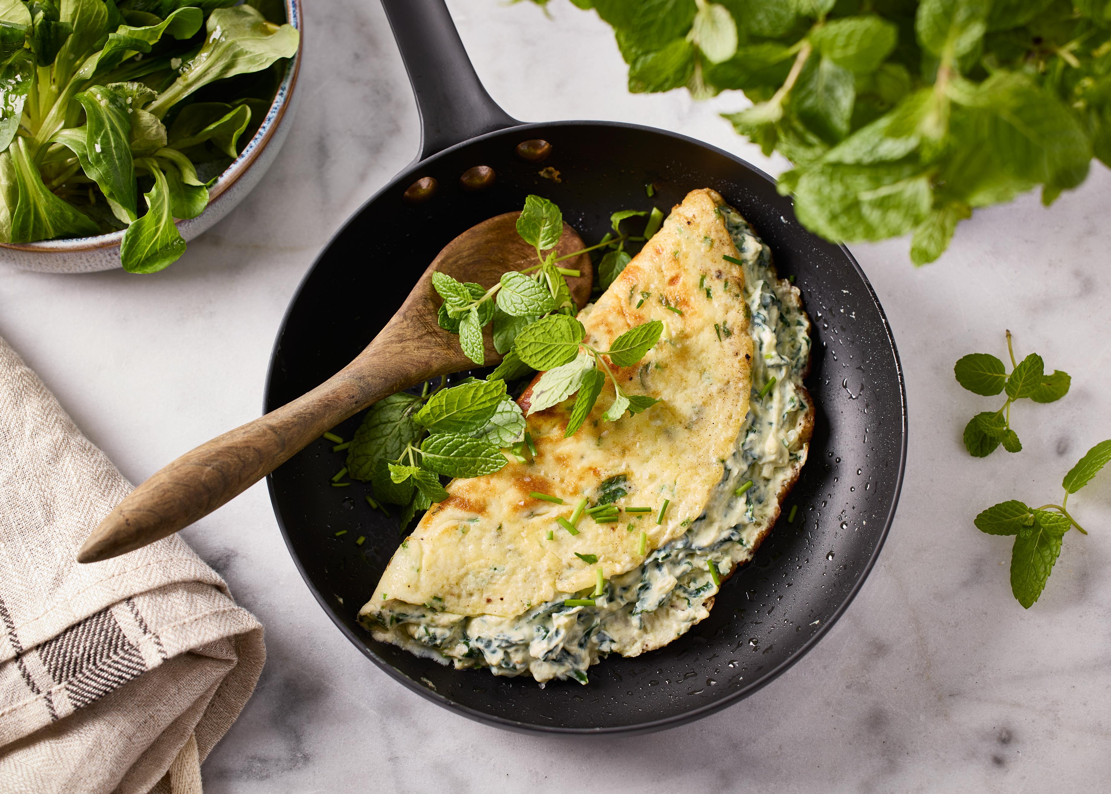 Omelette à la ricotta et aux épinards