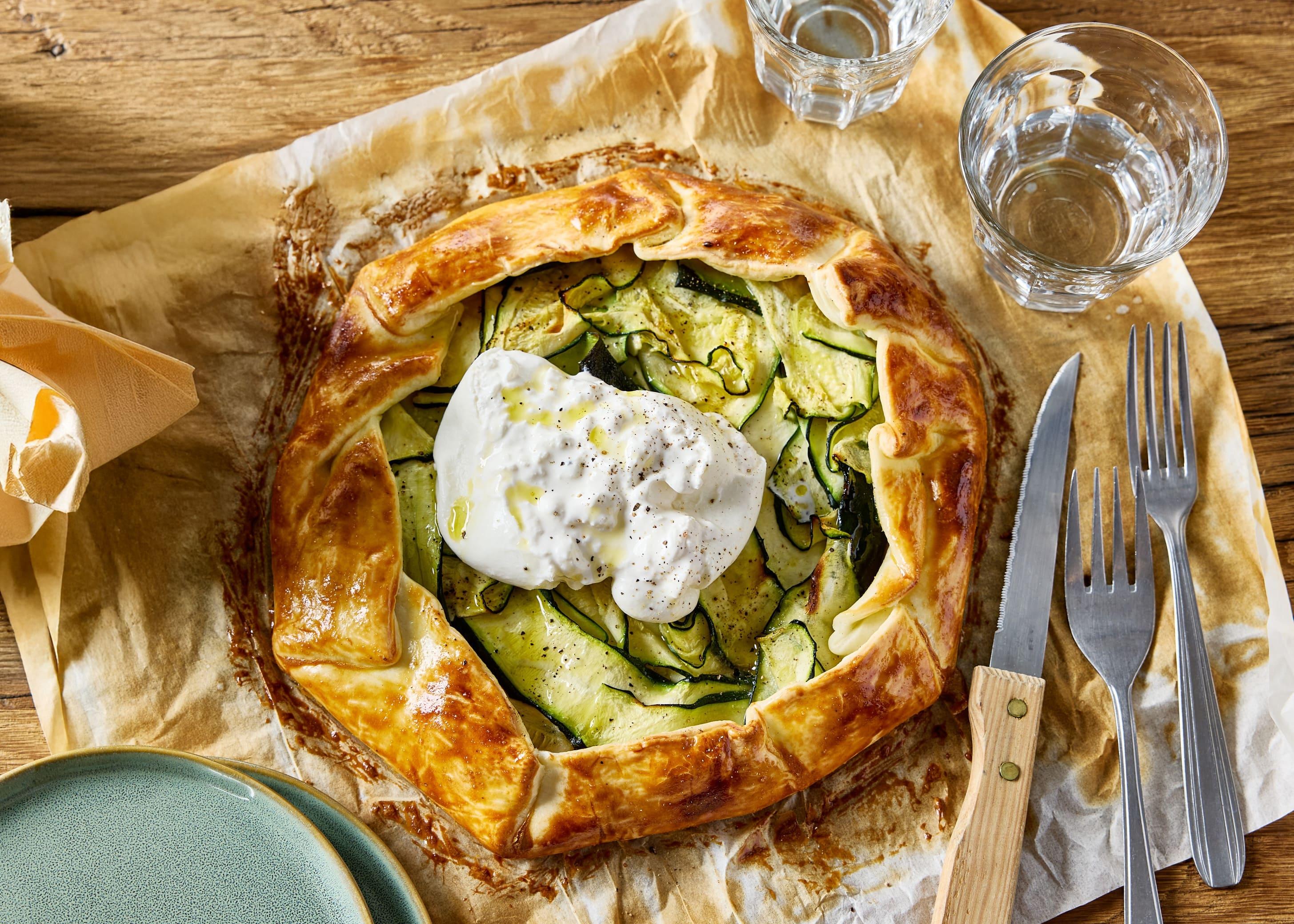 Tarte rustique courgettes et burrata