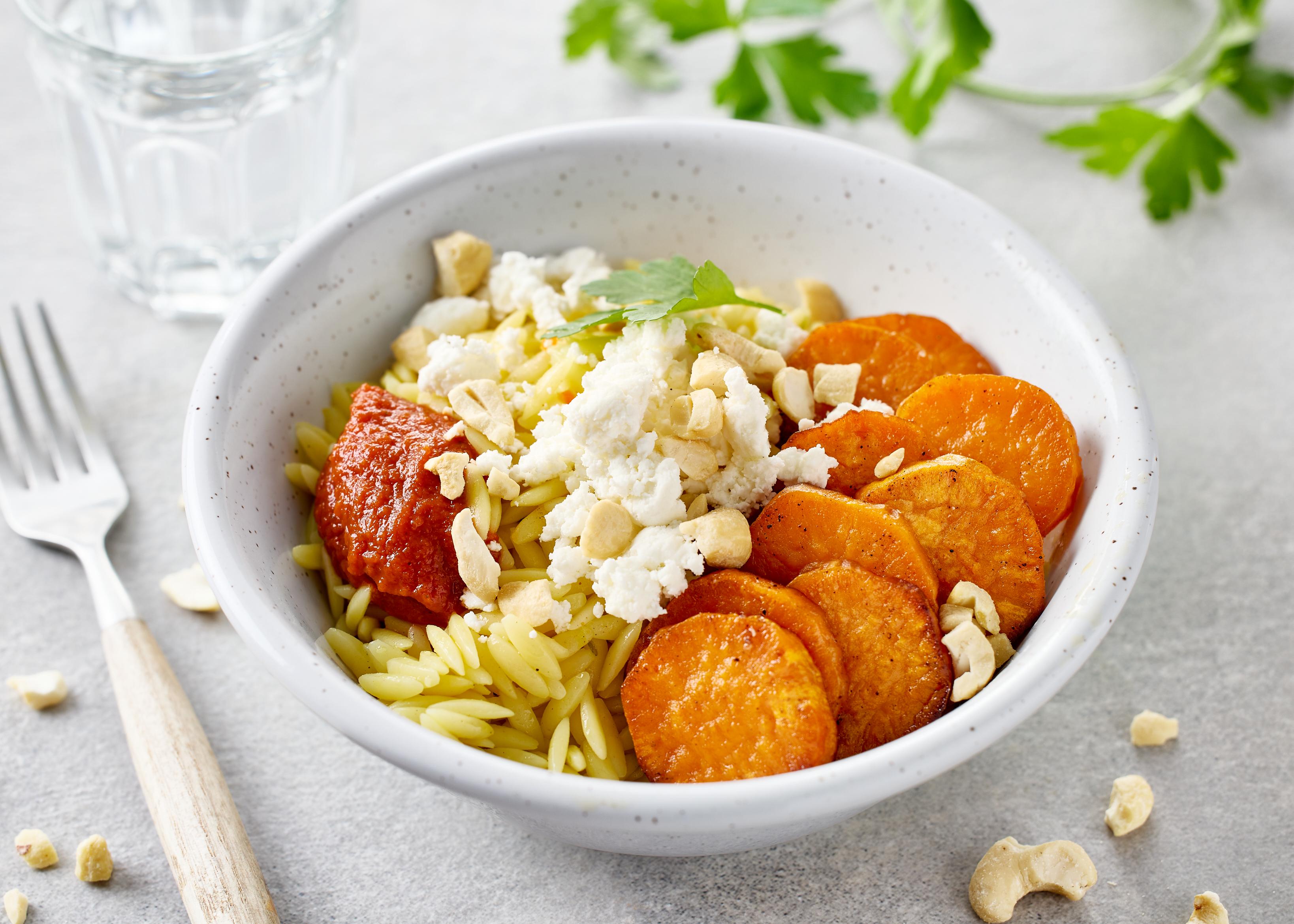 Orzo, feta et légumes grillés (plat à réchauffer)
