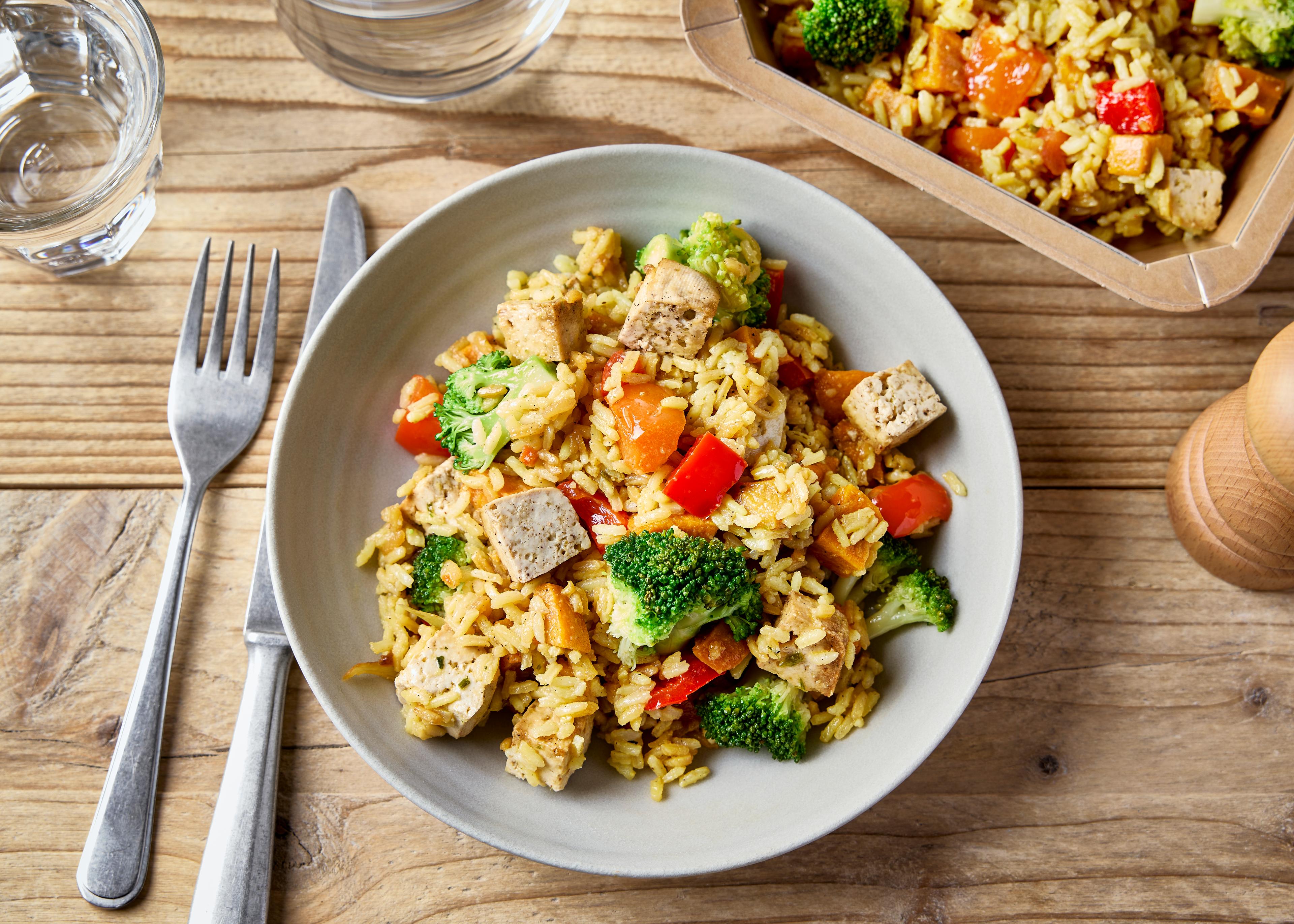 Riz sauté au tofu et patate douce (plat à réchauffer)
