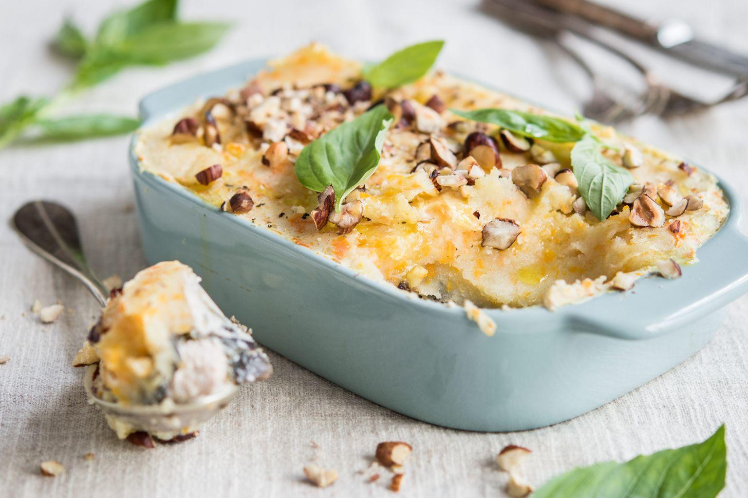 Parmentier de chou-fleur et noisettes