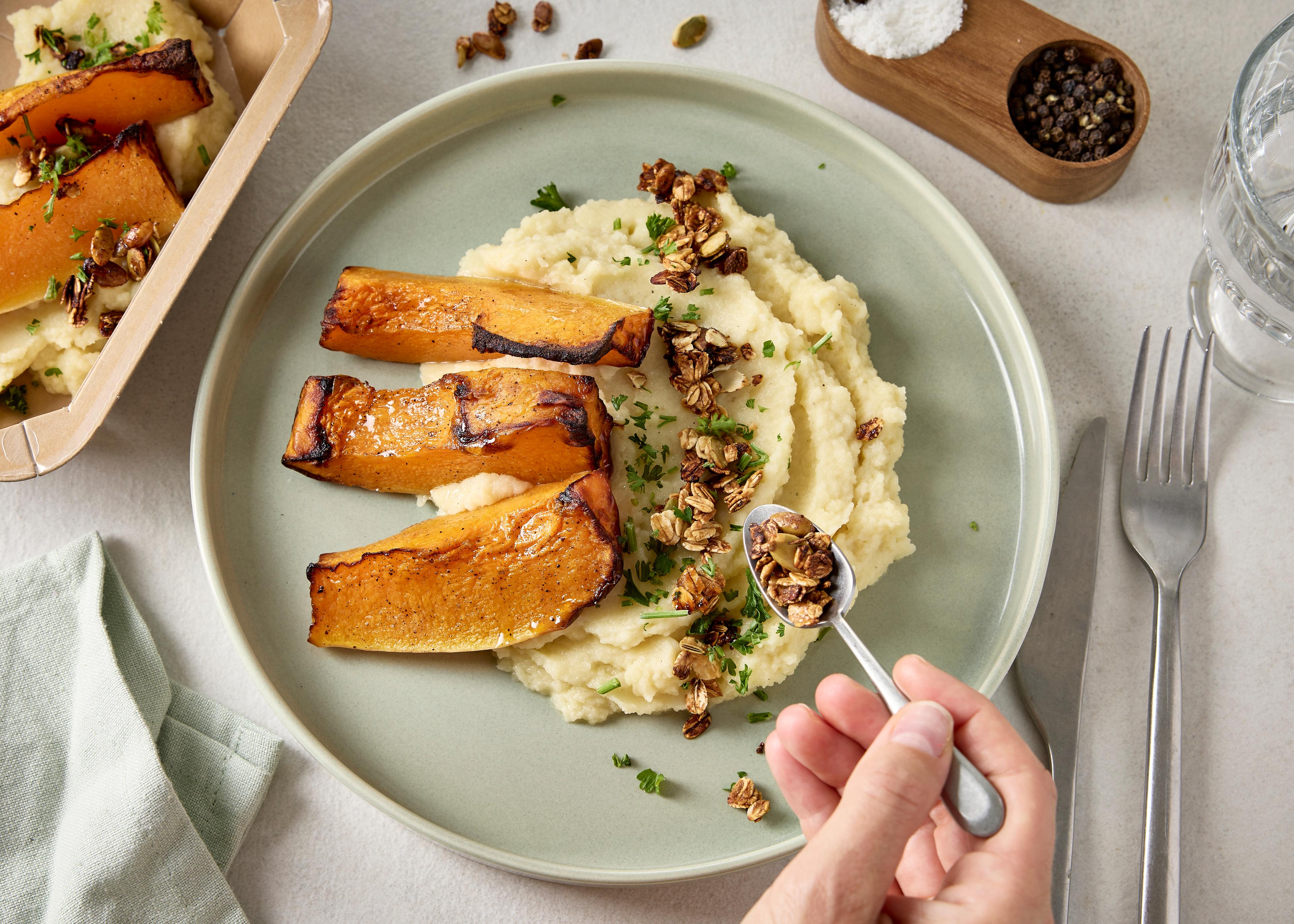 Butternut, purée de panais & granola (plat à réchauffer)