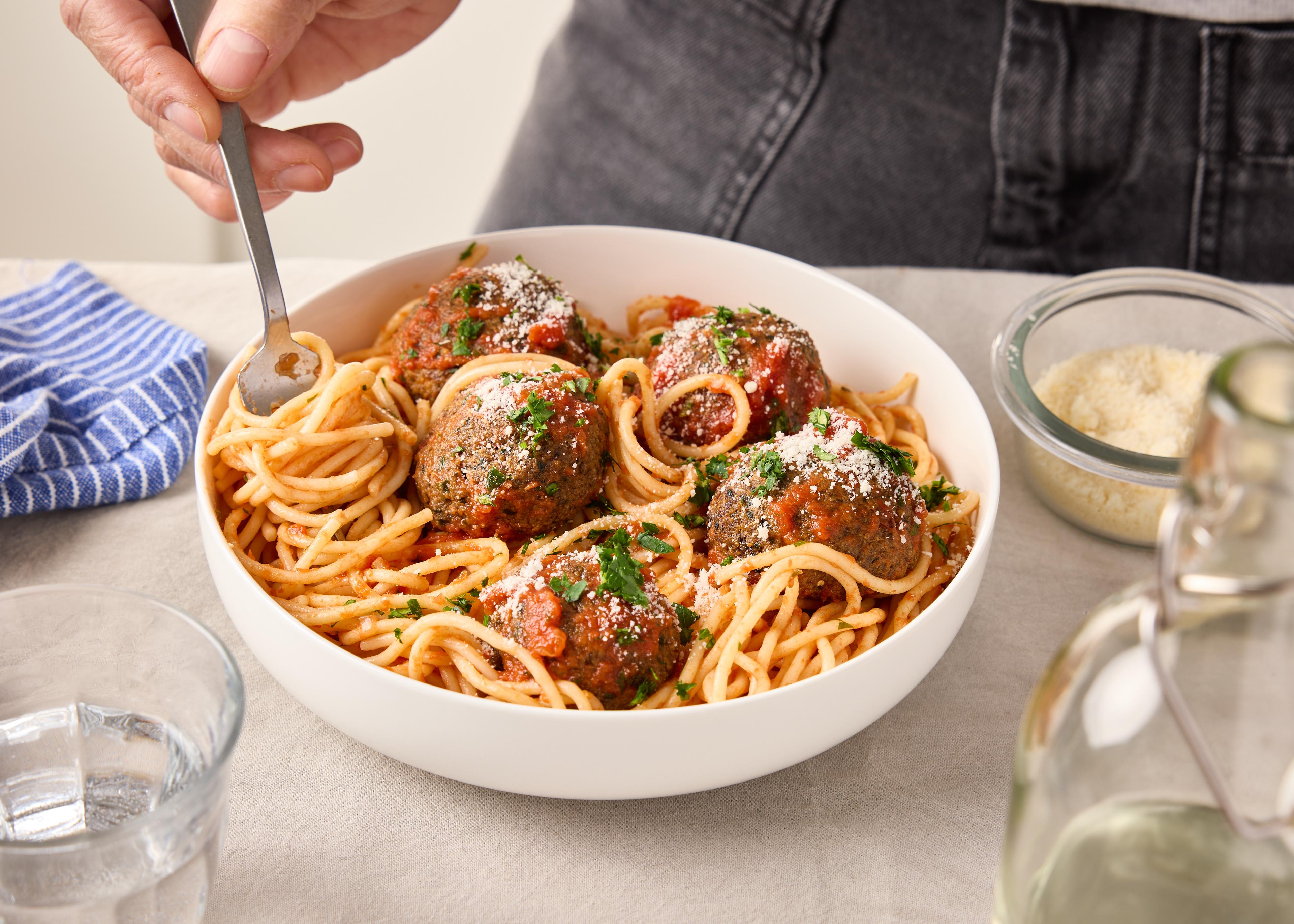 Boulettes aux champignons et spaghettis