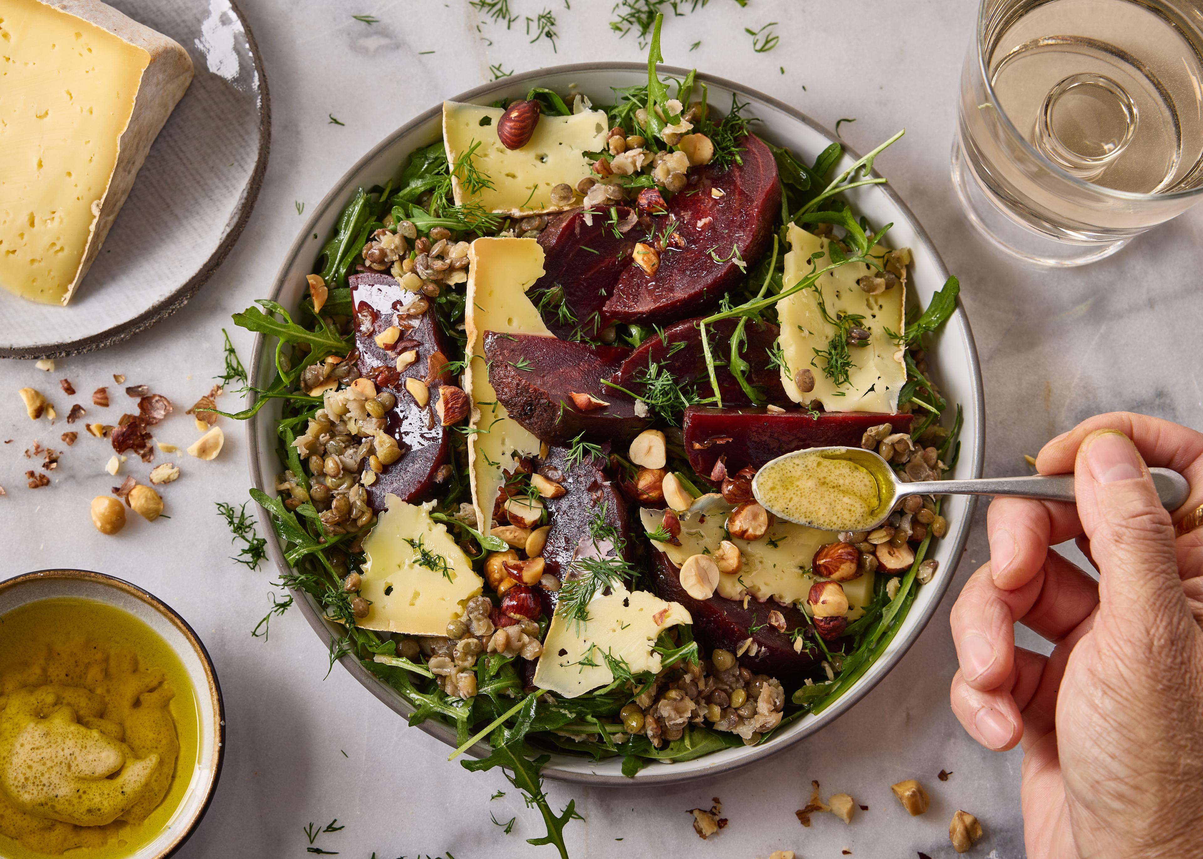 Salade de betteraves, lentilles et Gralou