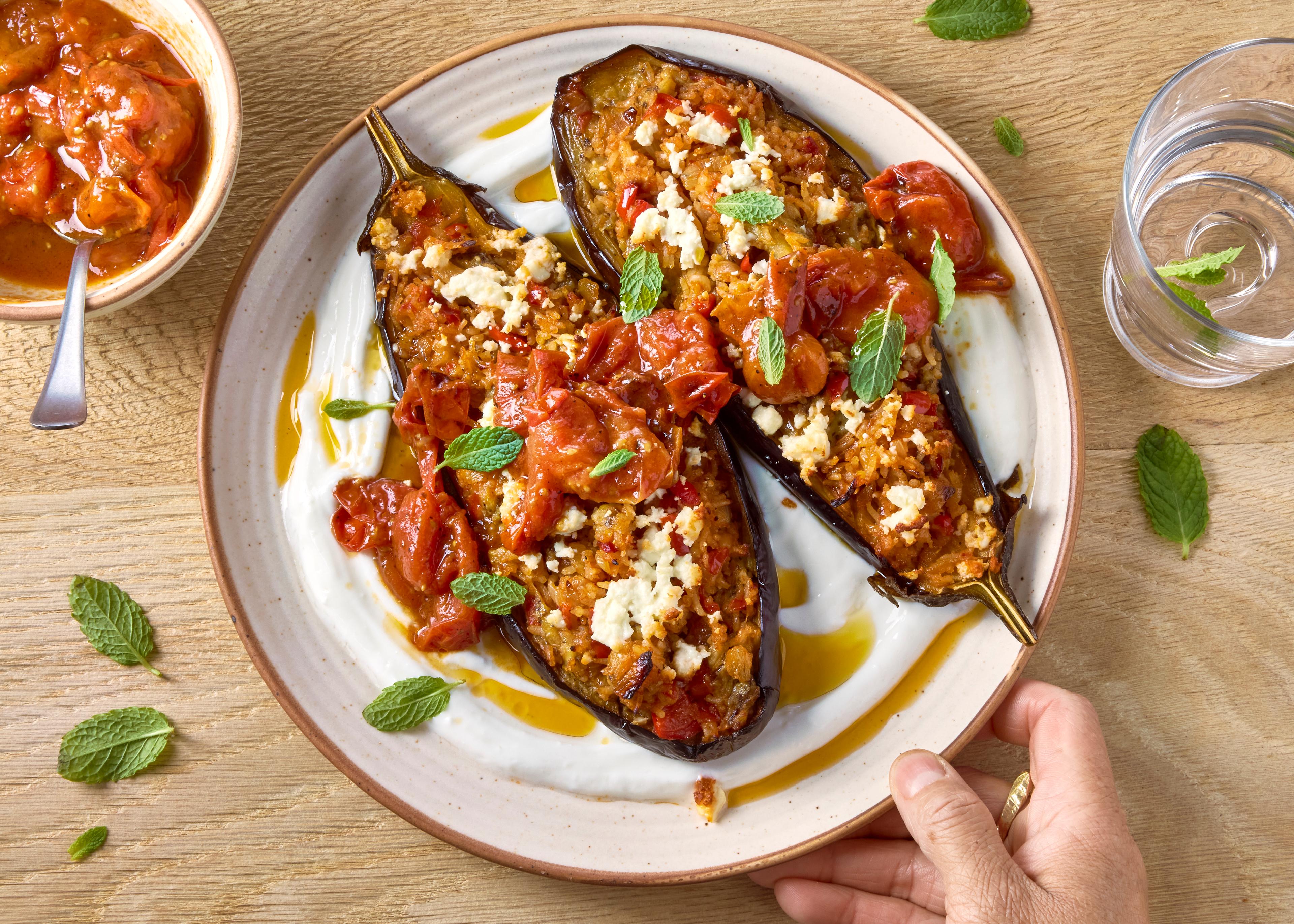 Aubergines farcies à la Grecque